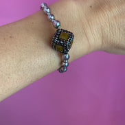 Braccialetto  Bisette ematite argento con giada e marcassite