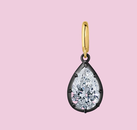 CHARM LUCE - con scattino - big zircone con rodio nero e gold