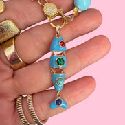 Collana OCEANO - Turchese  mm 10 - chiusura gioiello argento 925 - cm 60