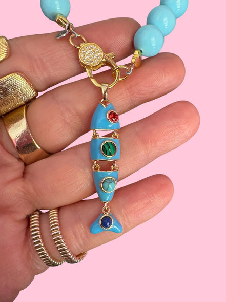 Collana OCEANO - Turchese  mm 10 - chiusura gioiello argento 925 - cm 60
