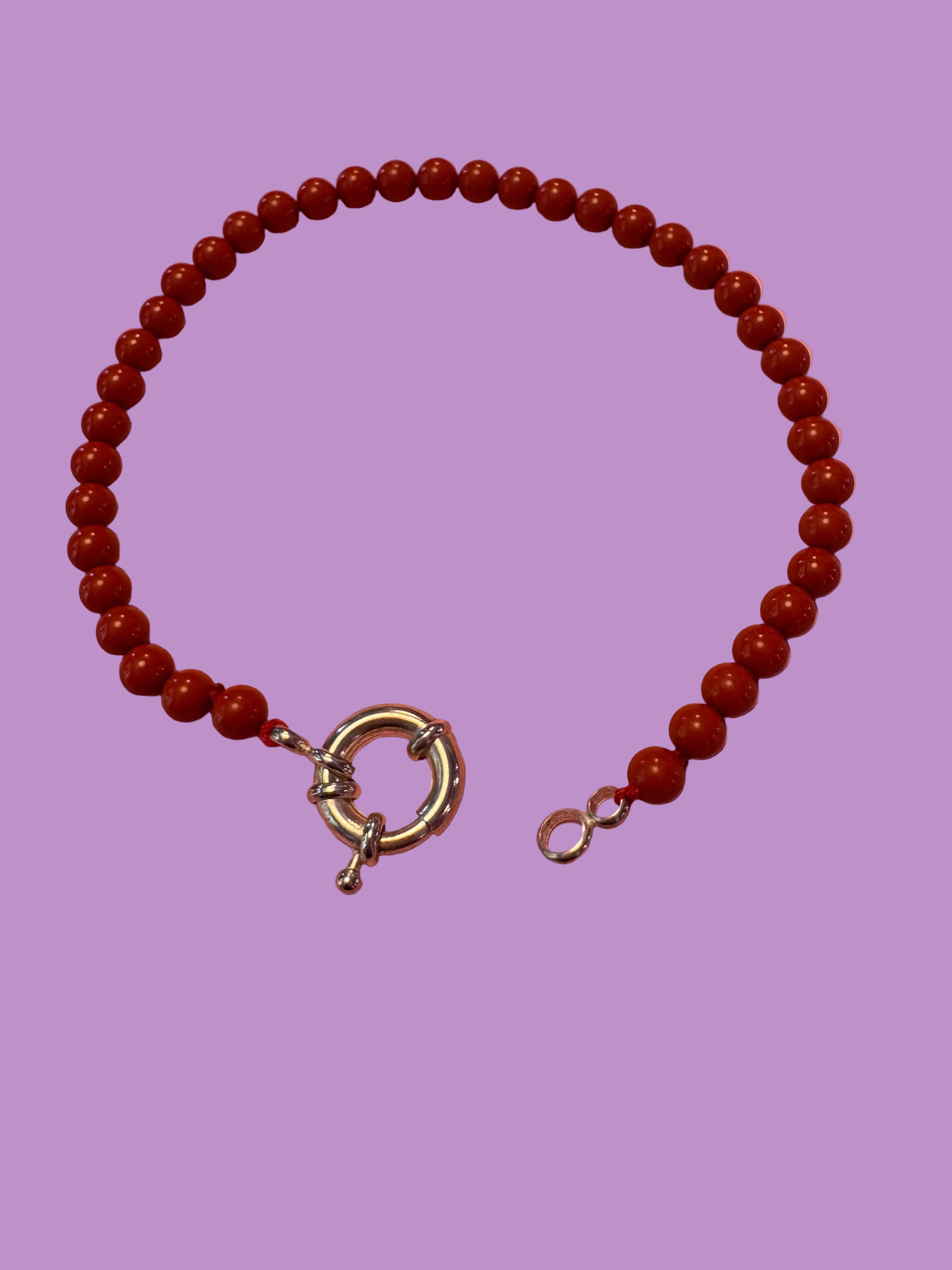 Collana Gioiello per Cane in Corallo Rosso e Rodio