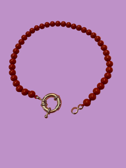 Collana Gioiello per Cane in Corallo Rosso e Rodio