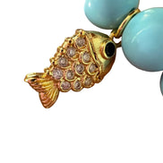 Bracciale Bisette - JAIPUR  OCEANO   turchese  con charm pesciolino dorato