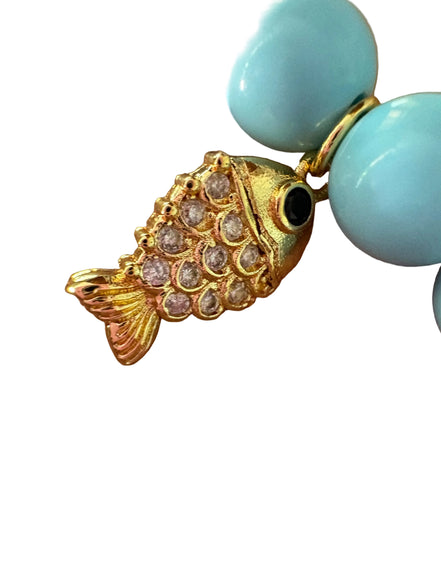 Bracciale Bisette - JAIPUR  OCEANO   turchese  con charm pesciolino dorato