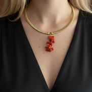 Collezione mediterranea - collana Slim Tubogas argento 925 con corallo naturale