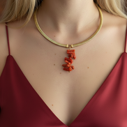 Collezione mediterranea - collana Slim Tubogas argento 925 con corallo naturale