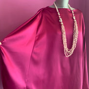 Poetica - Abito a palloncino in raso cerimonia fucsia