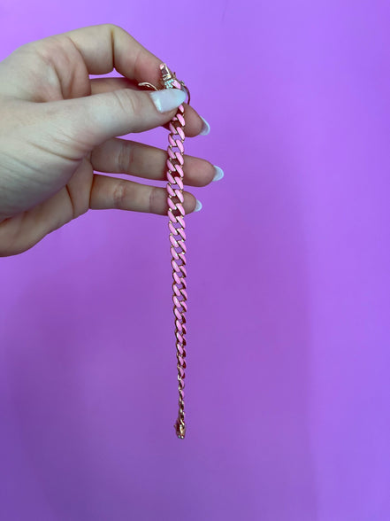 Bracciale Grumette argento 925 rosé smaltata rosa