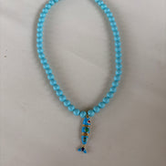 Collana OCEANO - Turchese  mm 8 - chiusura gioiello argento 925 - cm 45  pesce snodato smalto turchese