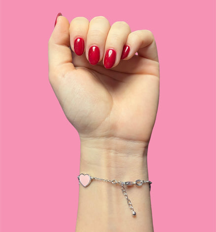 Braccialetto smaltato cuori rosa chiaro