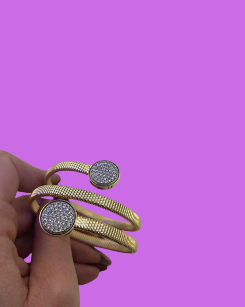 Bracciale slim Tubogas triplo con cerchi zirconi
