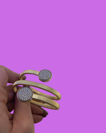 Bracciale slim Tubogas triplo con cerchi zirconi