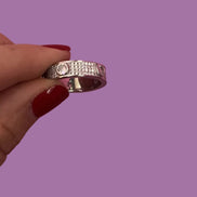 Anello Fede  con pave’ zirconi in argento925 rodio
