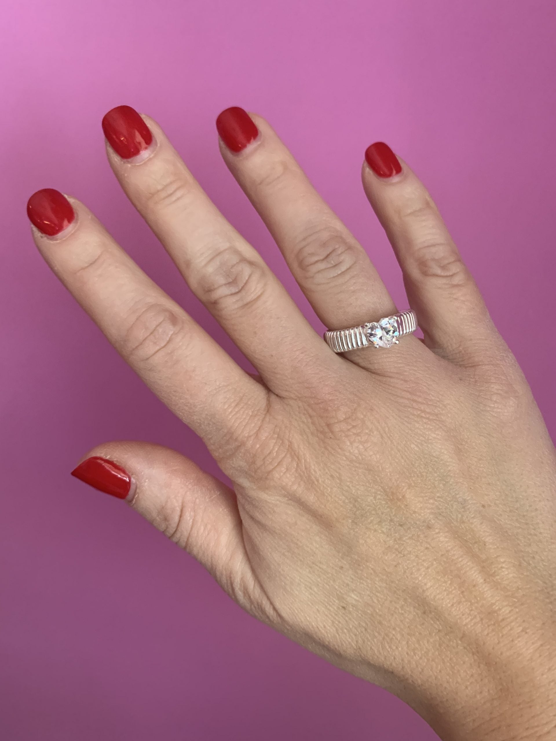 Anello TUBOGAS slim argento 925 con cuore zircone
