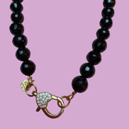 Collana LUCE - ONICE  mm10 - chiusura gioiello-  cm 50 - charm Luce