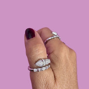 Anello WHITE SNAKE in Argento 925 rodiato con zirconi
