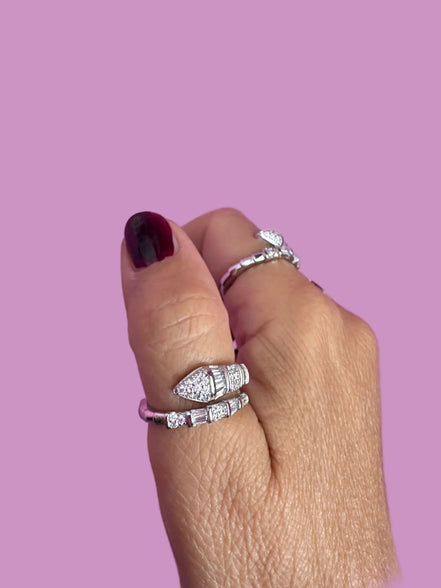 Anello WHITE SNAKE in Argento 925 rodiato con zirconi