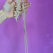 Choker / Collana Couture Collezione Intreccio in Seta Écru, Corallo Rosa e Argento 925