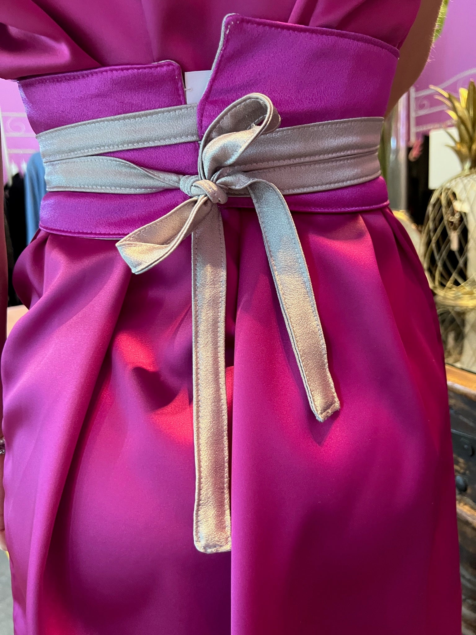 Cintura OBI fucsia e greige