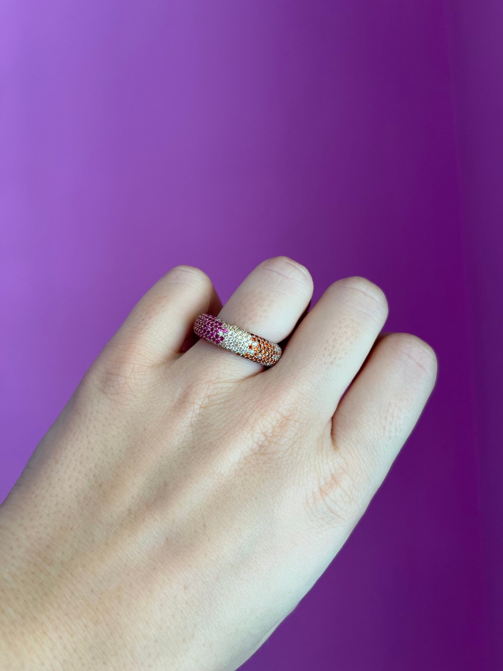 Anello RAINBOW argento 925 rosé con zirconi colorati - mis 17
