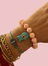 Bracciale Bisette - JAIPUR Medietrranea  corallo rosa   con charm pesciolino turchese (cuore Rubellite )