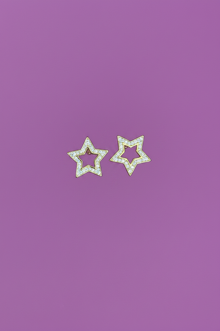 Orecchini doppia stella argento 925 gold con zirconi
