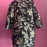 Penelope - Giacca 3/4 in broccato ramage argento e nero