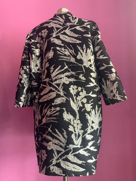 Penelope - Giacca 3/4 in broccato ramage argento e nero