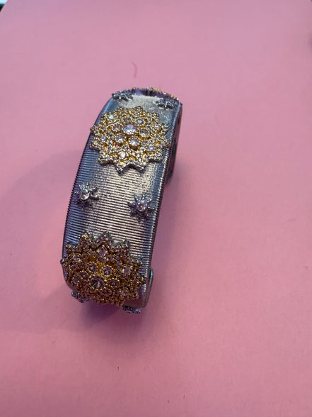 bracciale Kerala - Bangle ottone e filigrana con zirconi placcato oro giallo