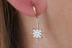 Orecchini hoop - argento 925 Gold con pendente stella del nord