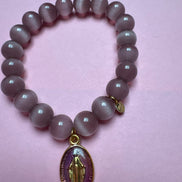 Bracciale Bisette -TALISMANI  occhi di gatto mauve  con charm Miracolosa