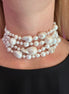Collier argento 925 con 4 giri perle coltivate barocche