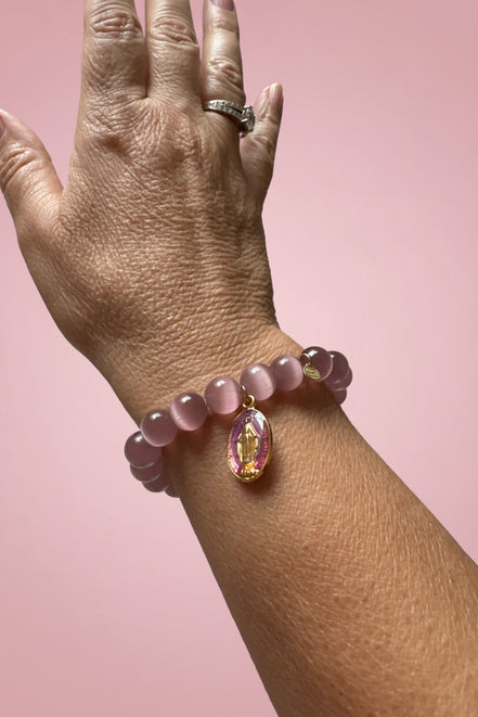 Bracciale Bisette -TALISMANI  occhi di gatto mauve  con charm Miracolosa