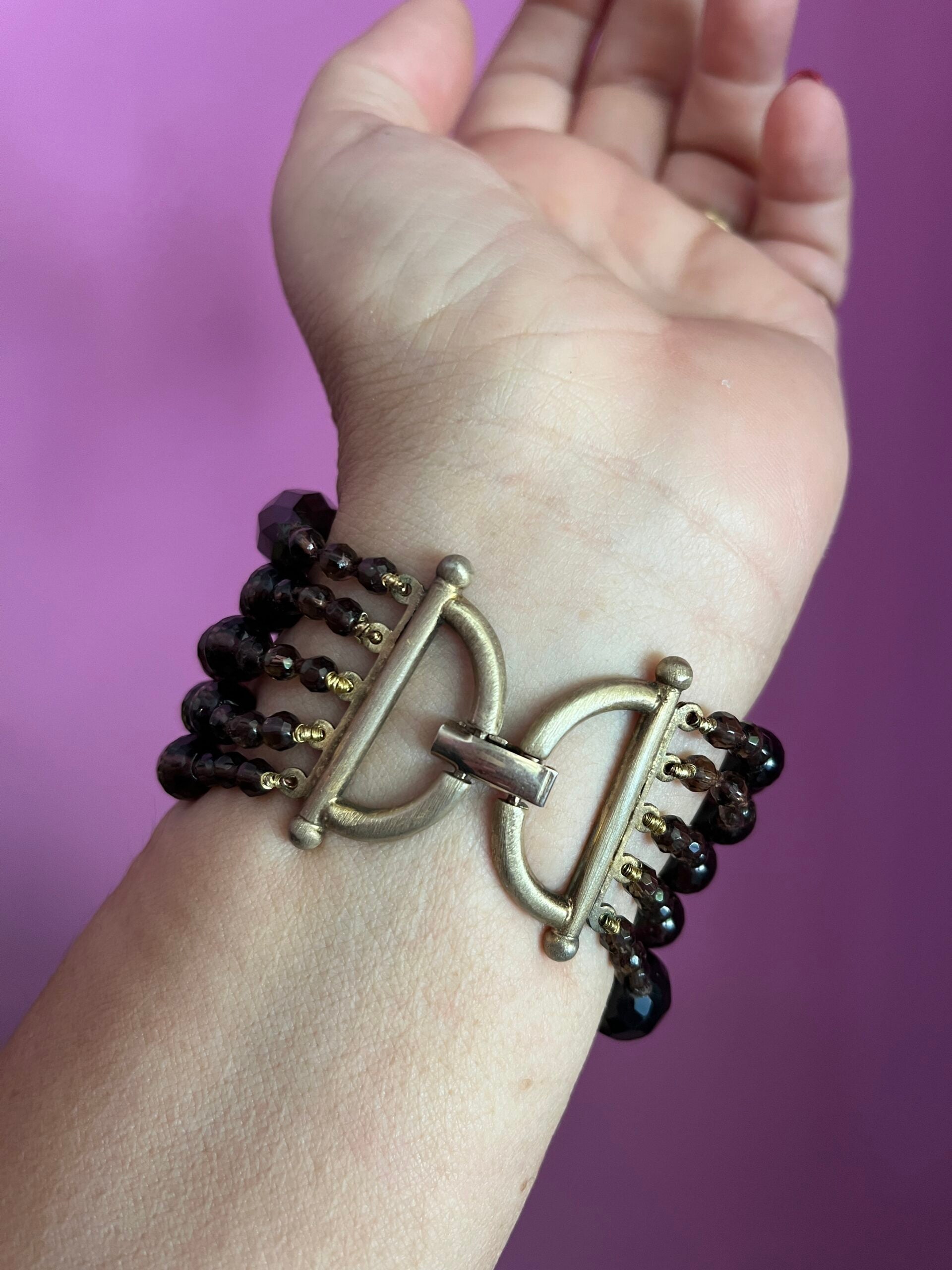 MAGNIFICO Bracciale multifili - 5 file - topazio fumè