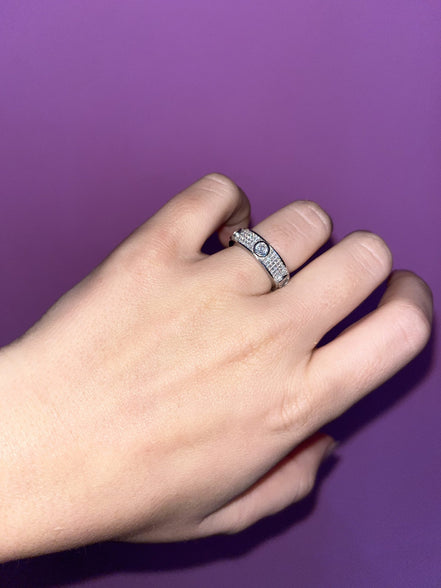 Anello Fede  con pave’ zirconi in argento925 rodio