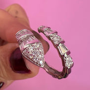 Anello WHITE SNAKE in Argento 925 rodiato con zirconi