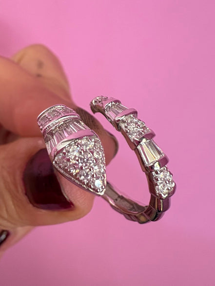 Anello WHITE SNAKE in Argento 925 rodiato con zirconi