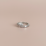 Anello WHITE SNAKE in Argento 925 rodiato con zirconi