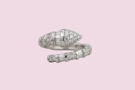 Anello WHITE SNAKE in Argento 925 rodiato con zirconi