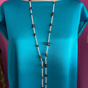 Collana con quarzo rosa e topazio fumè