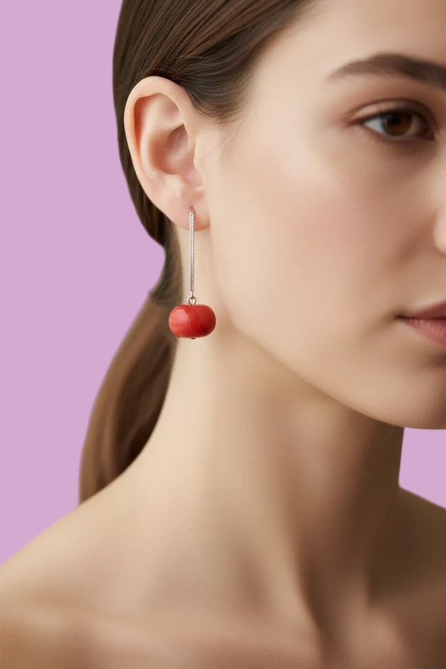 Orecchini Pendenti MEDITERRANEA – Corallo Rosso e Argento 925 Rodiato