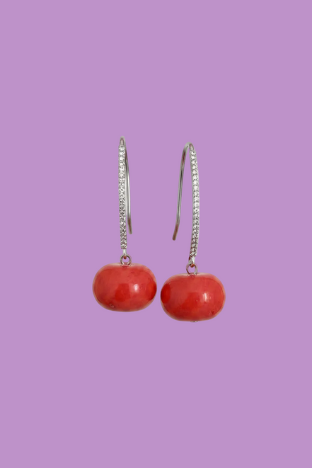 Orecchini Pendenti MEDITERRANEA – Corallo Rosso e Argento 925 Rodiato