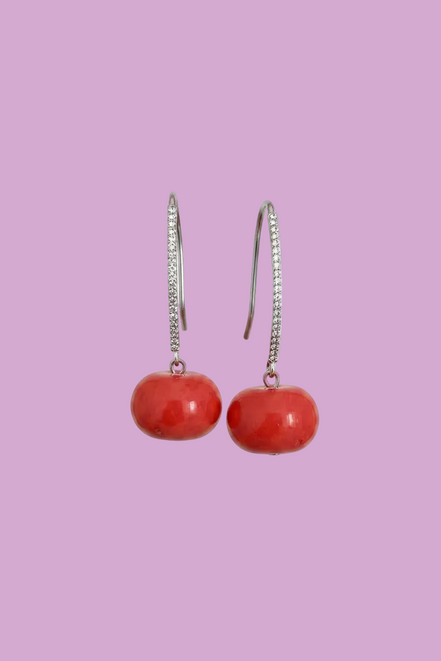 Orecchini Pendenti MEDITERRANEA – Corallo Rosso e Argento 925 Rodiato