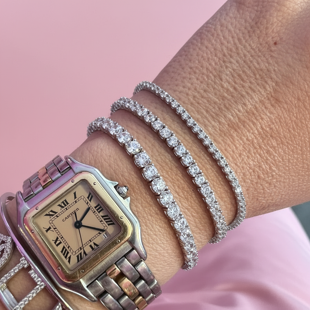 TENNIS bracciale argento 925 con zirconi bianchi - mm2 mm3 mm4