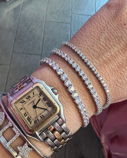 TENNIS bracciale argento 925 con zirconi bianchi - mm2 mm3 mm4