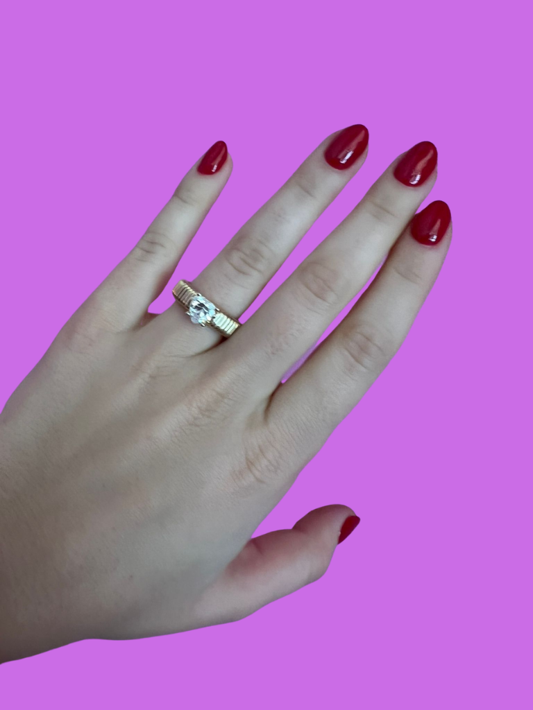 Anello TUBOGAS slim argento 925 con cuore zircone