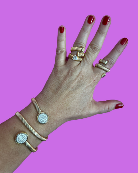 Bracciale slim Tubogas triplo con cerchi zirconi
