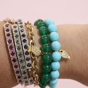 Bracciale Bisette - JAIPUR     Agata verde con charm pesciolino dorato