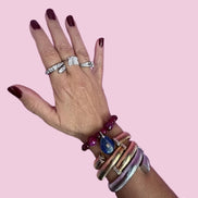 Bracciale Bisette - JAIPUR agata burgundy con charm goccia di lapislazzuli