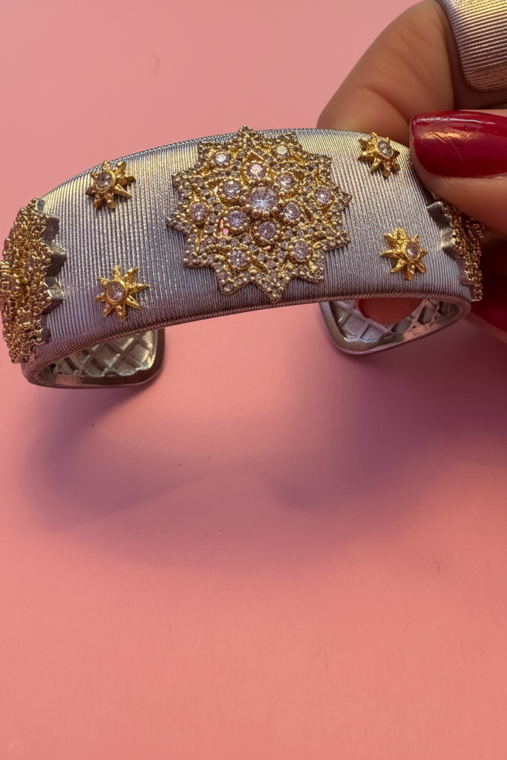 bracciale Kerala - Bangle ottone e filigrana con zirconi placcato oro giallo